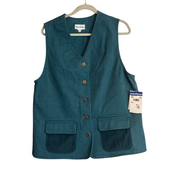 Vintage Forest Green Denim Vest Jeans Set Womens Sz Medium High Waist Corduroy - Picture 2 of 16